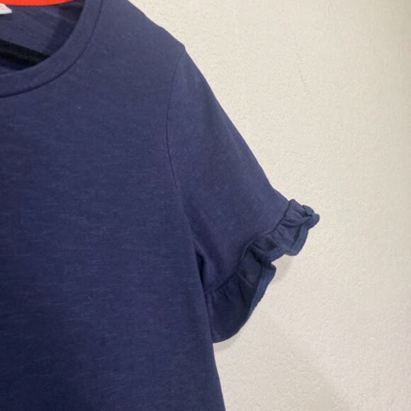 BODEN Emily Navy Blue Slub Cotton Ruffle Sleeve Jersey T-Shirt Shift Dress 4L - Picture 6 of 9